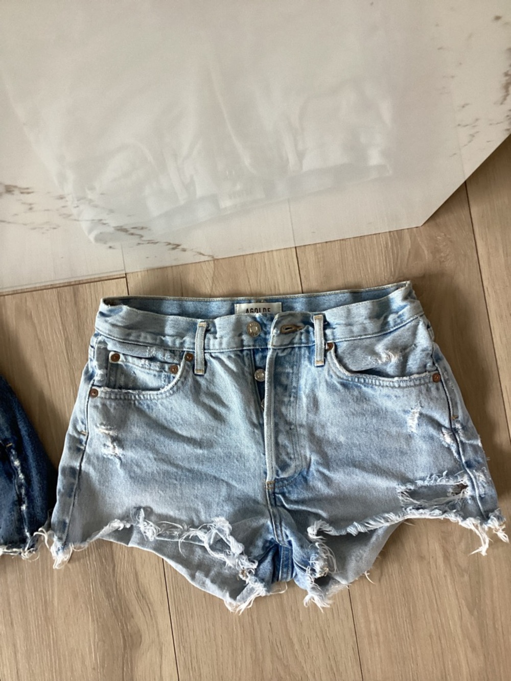 AGOLDE Shorts Bundle Womens 24 Blue Parker Denim Cut Offs Distressed - Picture 2 of 10